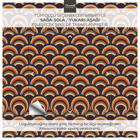 Retro 70ler Geometrik Desenli Duvar Kağıdı, Kendinden Yapışkanlı Çok Amaçlı PVC Folyo
