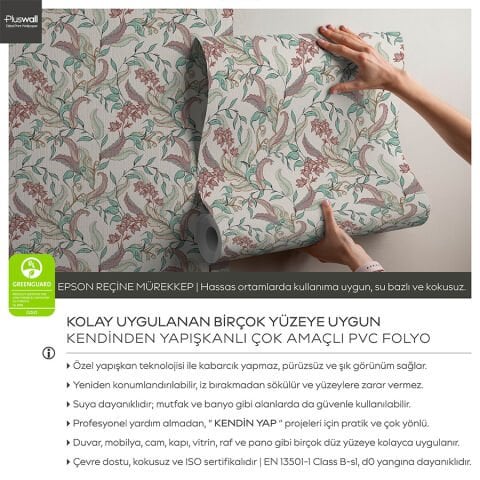 William Morris Sanatı Vintage Botanik Kendinden Yapışkanlı Duvar Kağıdı, Çok Amaçlı PVC Folyo