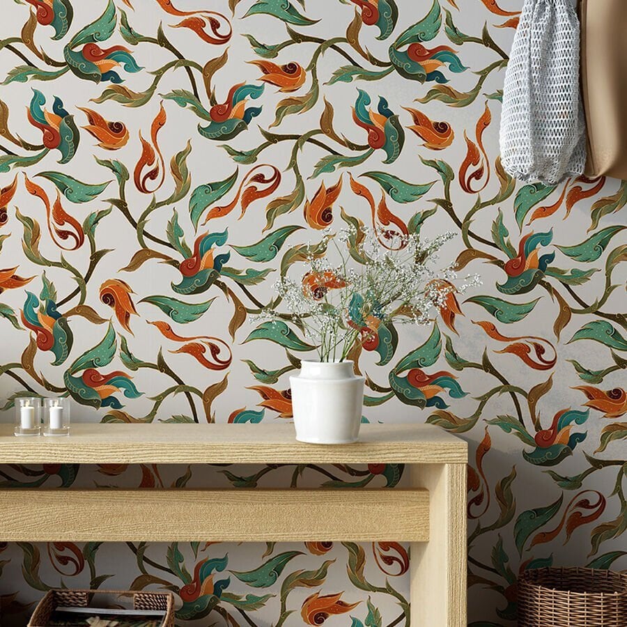 Uzak Doğu Sanatı Kendinden Yapışkanlı Duvar Kağıdı, Çok Amaçlı PVC Folyo