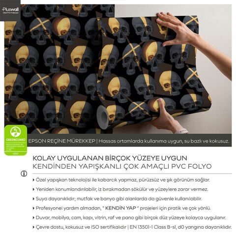 Gotik Ürkütücü Kafatası Kendinden Yapışkanlı Duvar Kağıdı, Genç Odası Duvar Kağıdı