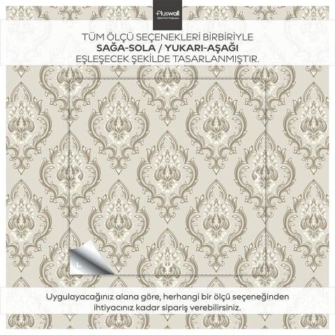 Barok Damask Desenli Duvar Kağıdı, Yatak Odası Kendinden Yapışkanlı Duvar Kağıdı