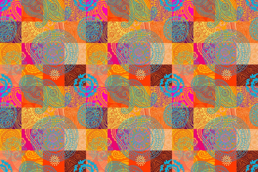 Soyut Patchwork Desenli Afrika Tarzı Duvar Kağıdı