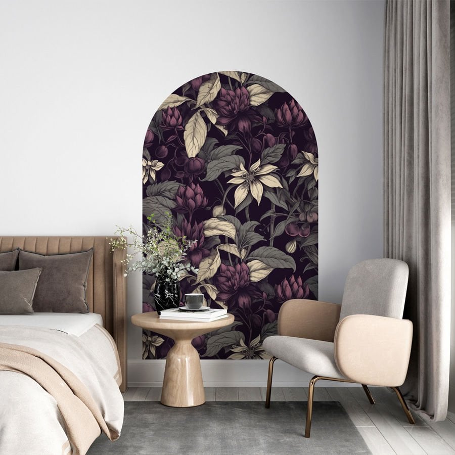 Kendinden Yapışkanlı Oval Kesim Vintage Çiçek Desenli Duvar Kağıdı Stickeri