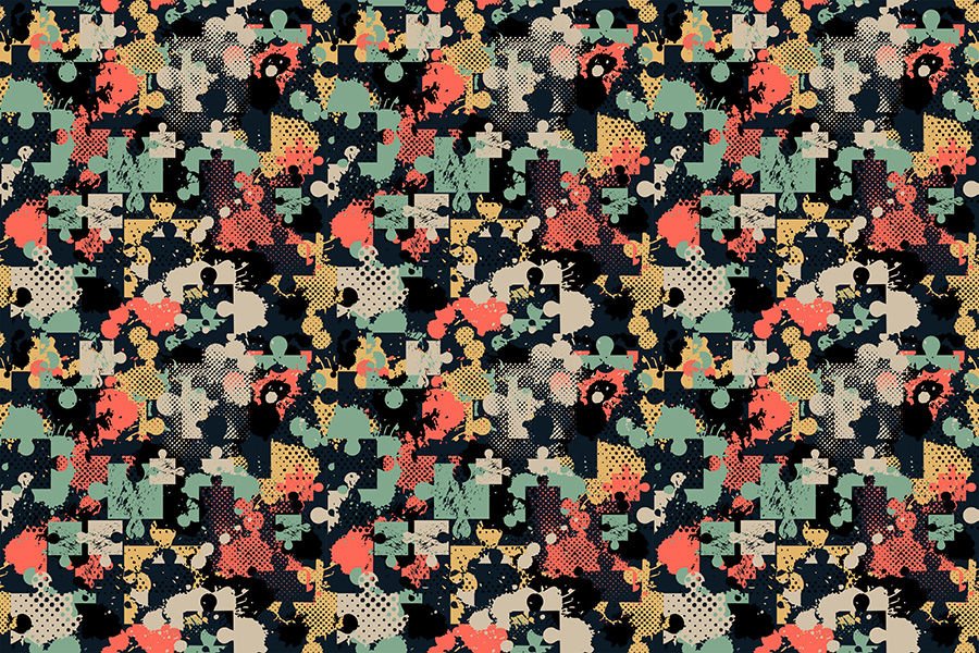 Soyut Puzzle Desenli Moda Duvar Kağıdı
