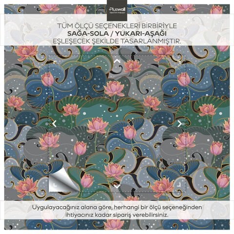 Lotus Yaprakları Kendinden Yapışkanlı Duvar Kağıdı, Çok Amaçlı PVC Folyo, DIY Duvar Kağıdı