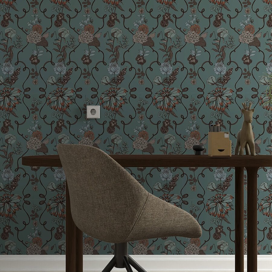 Vintage Çiçekli Kendinden Yapışkanlı Duvar Kağıdı, Çok Amaçlı PVC Folyo