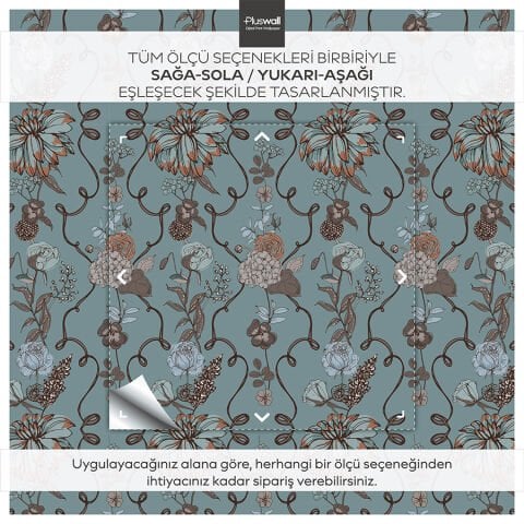 Vintage Çiçekli Kendinden Yapışkanlı Duvar Kağıdı, Çok Amaçlı PVC Folyo