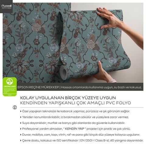 Vintage Çiçekli Kendinden Yapışkanlı Duvar Kağıdı, Çok Amaçlı PVC Folyo