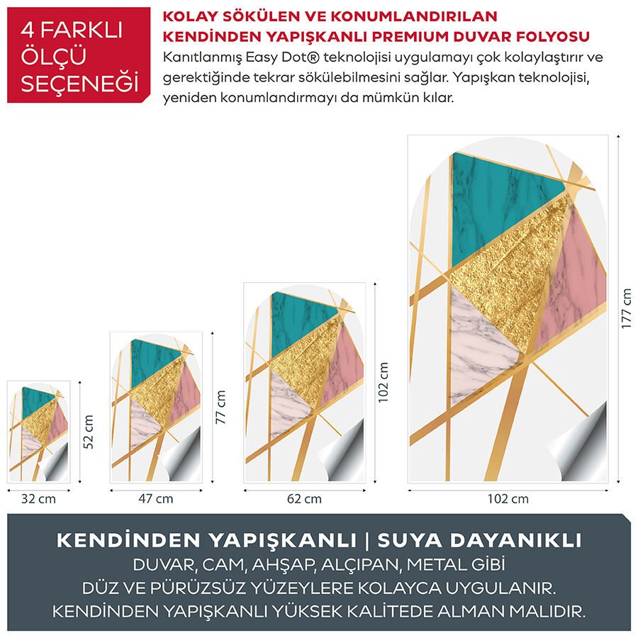Kendinden Yapışkanlı Oval Kesim Kübizm Şekiller Duvar Kağıdı Stickeri 100x175cm