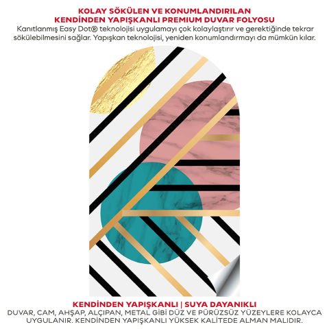 Kendinden Yapışkanlı Oval Kesim Kübizm Geometrik Şekiller Duvar Kağıdı Stickeri 45x75cm