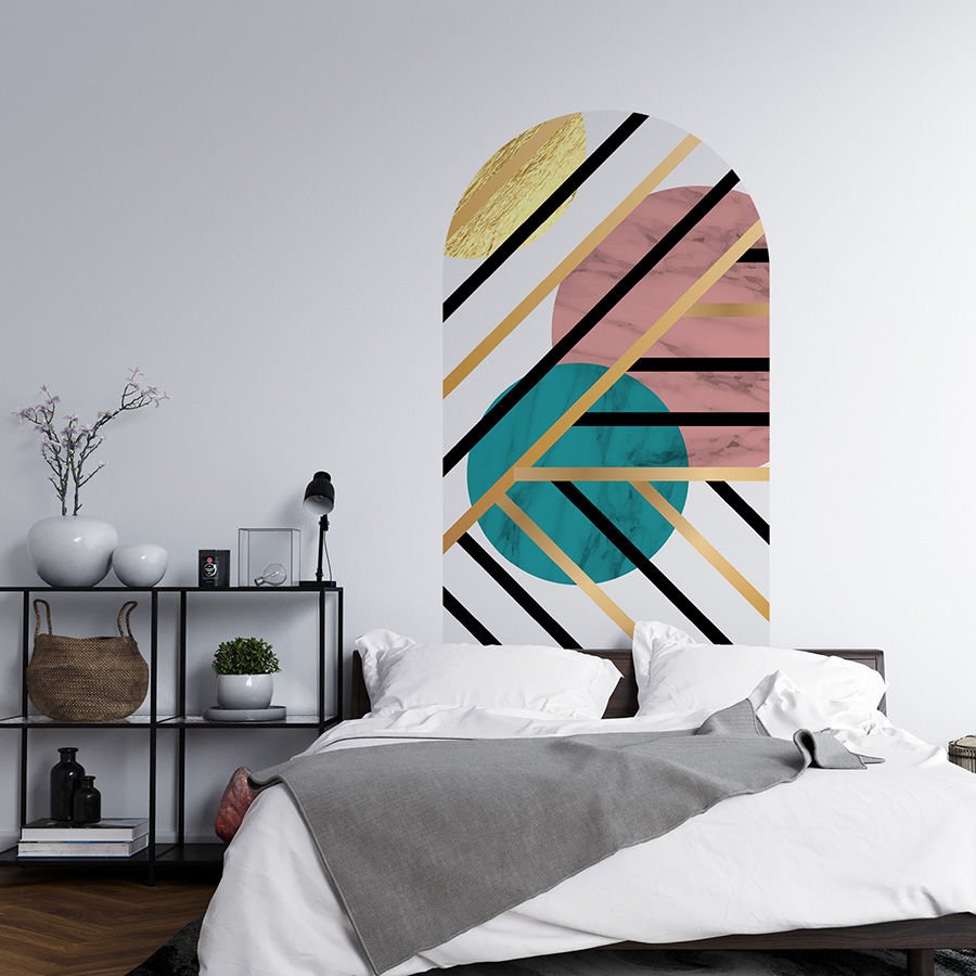 Kendinden Yapışkanlı Oval Kesim Kübizm Geometrik Şekiller Duvar Kağıdı Stickeri