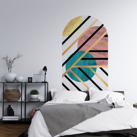 Kendinden Yapışkanlı Oval Kesim Kübizm Geometrik Şekiller Duvar Kağıdı Stickeri