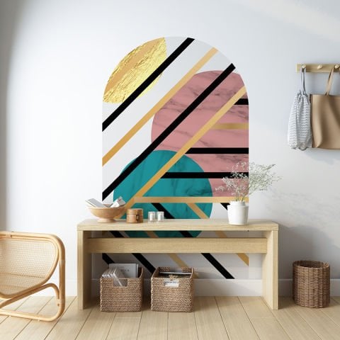 Kendinden Yapışkanlı Oval Kesim Kübizm Geometrik Şekiller Duvar Kağıdı Stickeri