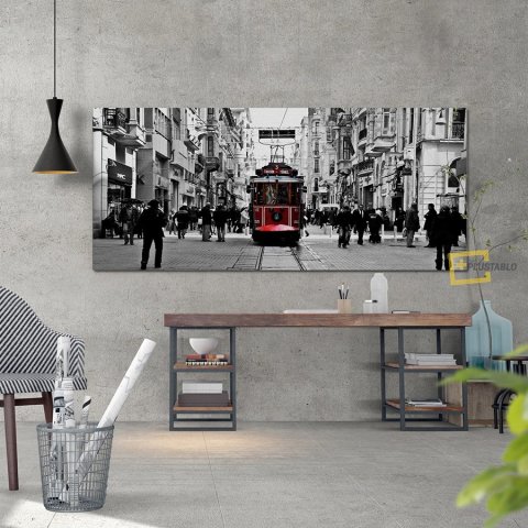 Taksim Tramvay Kanvas Tablo 50x100 Cm.