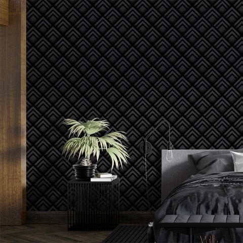Geometrik Desenli Koyu 3D Efektli DIY Duvar Kağıdı, Kendinden Yapışkanlı Çok Amaçlı PVC Folyo