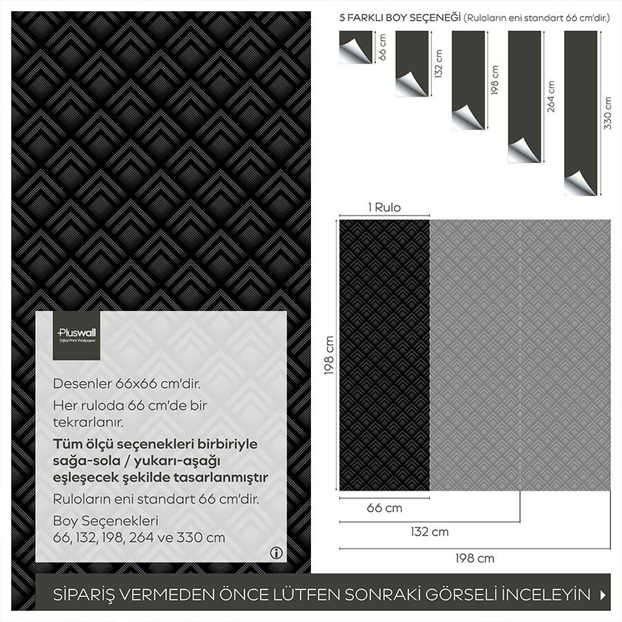 Geometrik Desenli Koyu 3D Efektli DIY Duvar Kağıdı, Kendinden Yapışkanlı Çok Amaçlı PVC Folyo