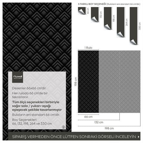 Geometrik Desenli Koyu 3D Efektli DIY Duvar Kağıdı, Kendinden Yapışkanlı Çok Amaçlı PVC Folyo