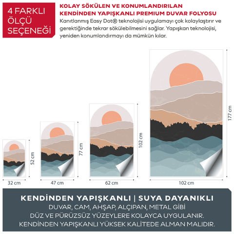 Kendinden Yapışkanlı Oval Kesim Minimalist Manzara Duvar Kağıdı Stickeri 100x175cm