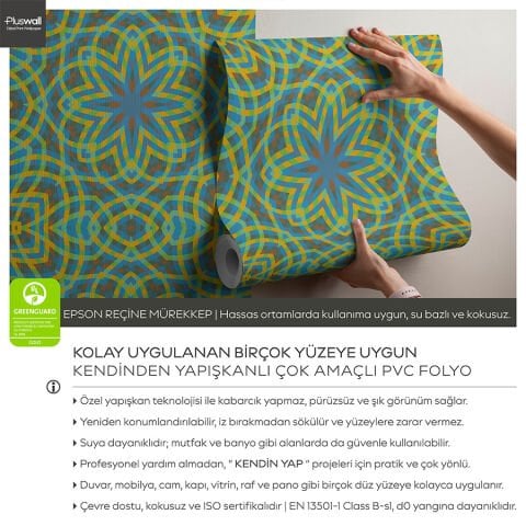 Mandala Sanatı Kendinden Yapışkanlı Duvar Kağıdı, Çok Amaçlı PVC Folyo