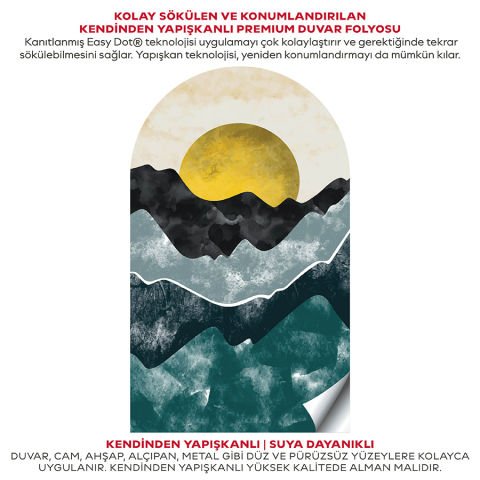 Kendinden Yapışkanlı Oval Kesim Soyut Doğa Manzara Duvar Kağıdı Stickeri