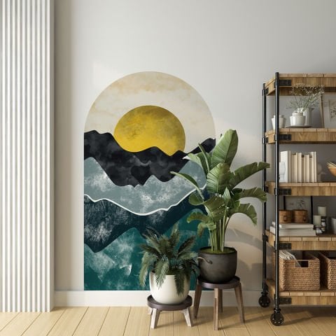 Kendinden Yapışkanlı Oval Kesim Soyut Doğa Manzara Duvar Kağıdı Stickeri 100x175cm