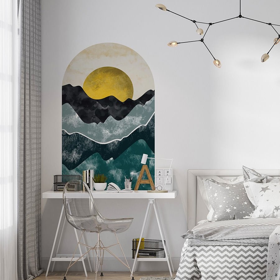 Kendinden Yapışkanlı Oval Kesim Soyut Doğa Manzara Duvar Kağıdı Stickeri