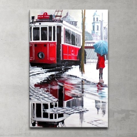Taksim Tramvay Kanvas Tablo 60x90 Cm.