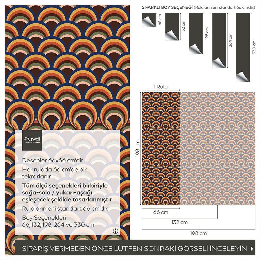 Retro 70ler Geometrik Desenli Duvar Kağıdı, Kendinden Yapışkanlı Çok Amaçlı PVC Folyo