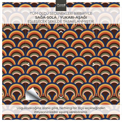 Retro 70ler Geometrik Desenli Duvar Kağıdı, Kendinden Yapışkanlı Çok Amaçlı PVC Folyo