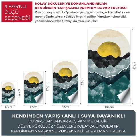 Kendinden Yapışkanlı Oval Kesim Soyut Doğa Manzara Duvar Kağıdı Stickeri 100x175cm