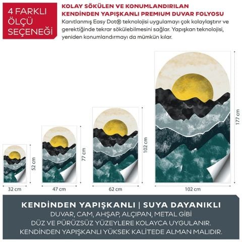 Kendinden Yapışkanlı Oval Kesim Soyut Doğa Manzara Duvar Kağıdı Stickeri 30x50cm