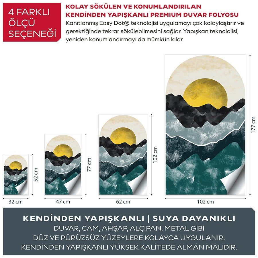 Kendinden Yapışkanlı Oval Kesim Soyut Doğa Manzara Duvar Kağıdı Stickeri 60x100cm