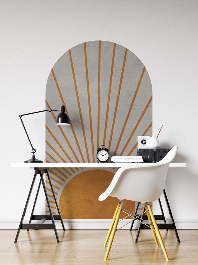 Kendinden Yapışkanlı Oval Kesim Boho Tarzı Güneş Duvar Kağıdı Stickeri