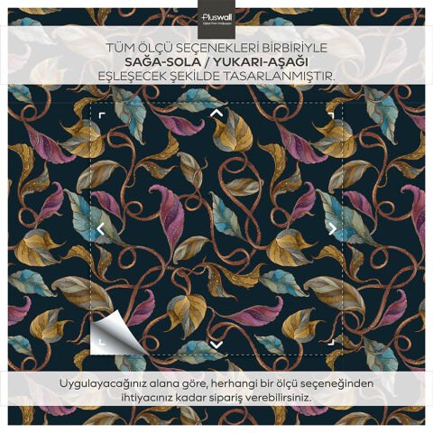 Koyu Yaprak Desenli Kendinden Yapışkanlı Duvar Kağıdı, Çok Amaçlı PVC Folyo