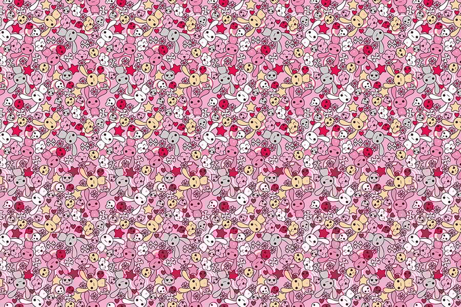 Pembe Zeminli Sevimli Figürler Çocuk Odası Duvar Kağıdı