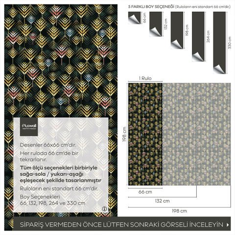 Art Deco Yaprak Desenli Kendinden Yapışkanlı Duvar Kağıdı, Çok Amaçlı PVC Folyo