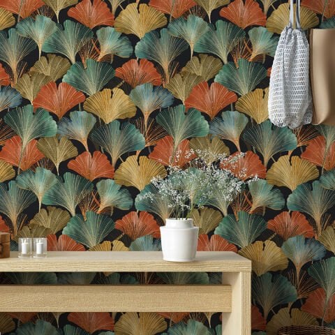 Ginkgo Yaprağı Kendinden Yapışkanlı Duvar Kağıdı, Çok Amaçlı PVC Folyo