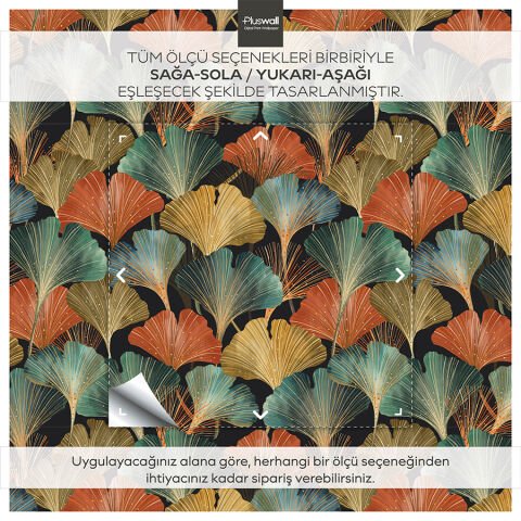 Ginkgo Yaprağı Kendinden Yapışkanlı Duvar Kağıdı, Çok Amaçlı PVC Folyo