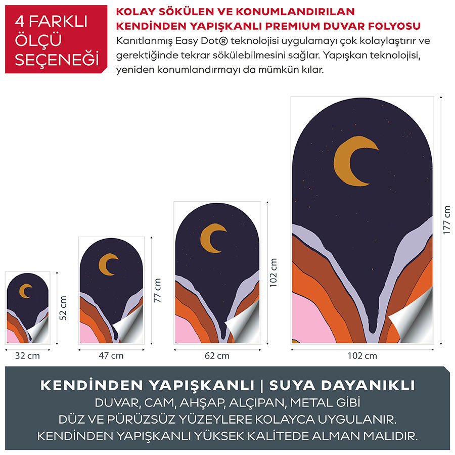 Kendinden Yapışkanlı Oval Kesim Orta Yüzyıl Manzara Duvar Kağıdı Stickeri 30x50cm