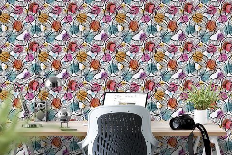 Pastel Renkli Geometrik Şekiller Duvar Kağıdı
