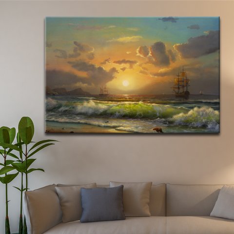 Dalgalı Deniz Kanvas Tablo 60x90 Cm.