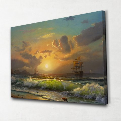 Dalgalı Deniz Kanvas Tablo 60x90 Cm.