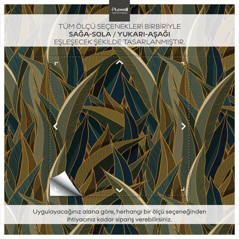 Koyu Yaprak Desenli Kendinden Yapışkanlı Duvar Kağıdı, Çok Amaçlı PVC Folyo