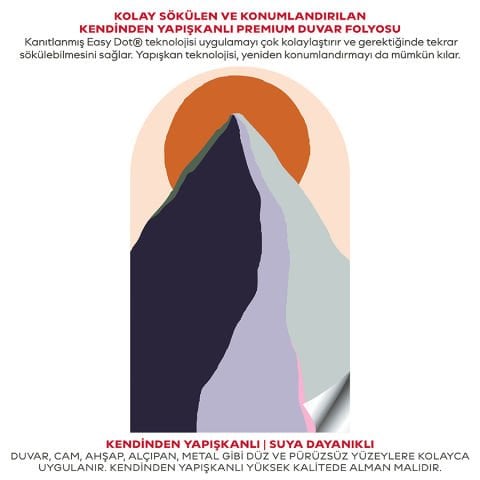 Kendinden Yapışkanlı Oval Kesim Boho Sanatsal Manzara Duvar Kağıdı Stickeri 45x75cm