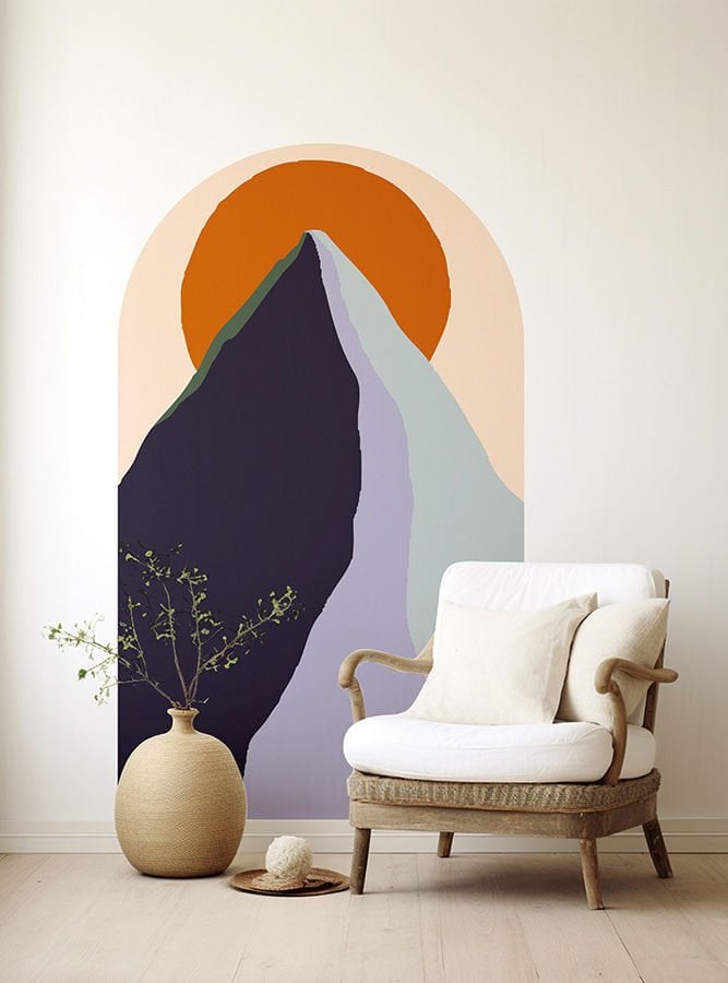 Kendinden Yapışkanlı Oval Kesim Boho Sanatsal Manzara Duvar Kağıdı Stickeri