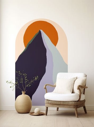 Kendinden Yapışkanlı Oval Kesim Boho Sanatsal Manzara Duvar Kağıdı Stickeri