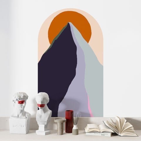 Kendinden Yapışkanlı Oval Kesim Boho Sanatsal Manzara Duvar Kağıdı Stickeri 45x75cm