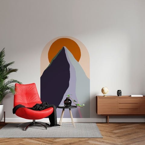 Kendinden Yapışkanlı Oval Kesim Boho Sanatsal Manzara Duvar Kağıdı Stickeri 45x75cm