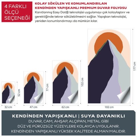Kendinden Yapışkanlı Oval Kesim Boho Sanatsal Manzara Duvar Kağıdı Stickeri 30x50cm