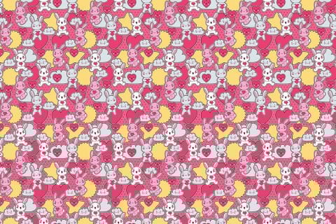 Pembe Zeminli Tavşanlar Çocuk Odası Duvar Kağıdı